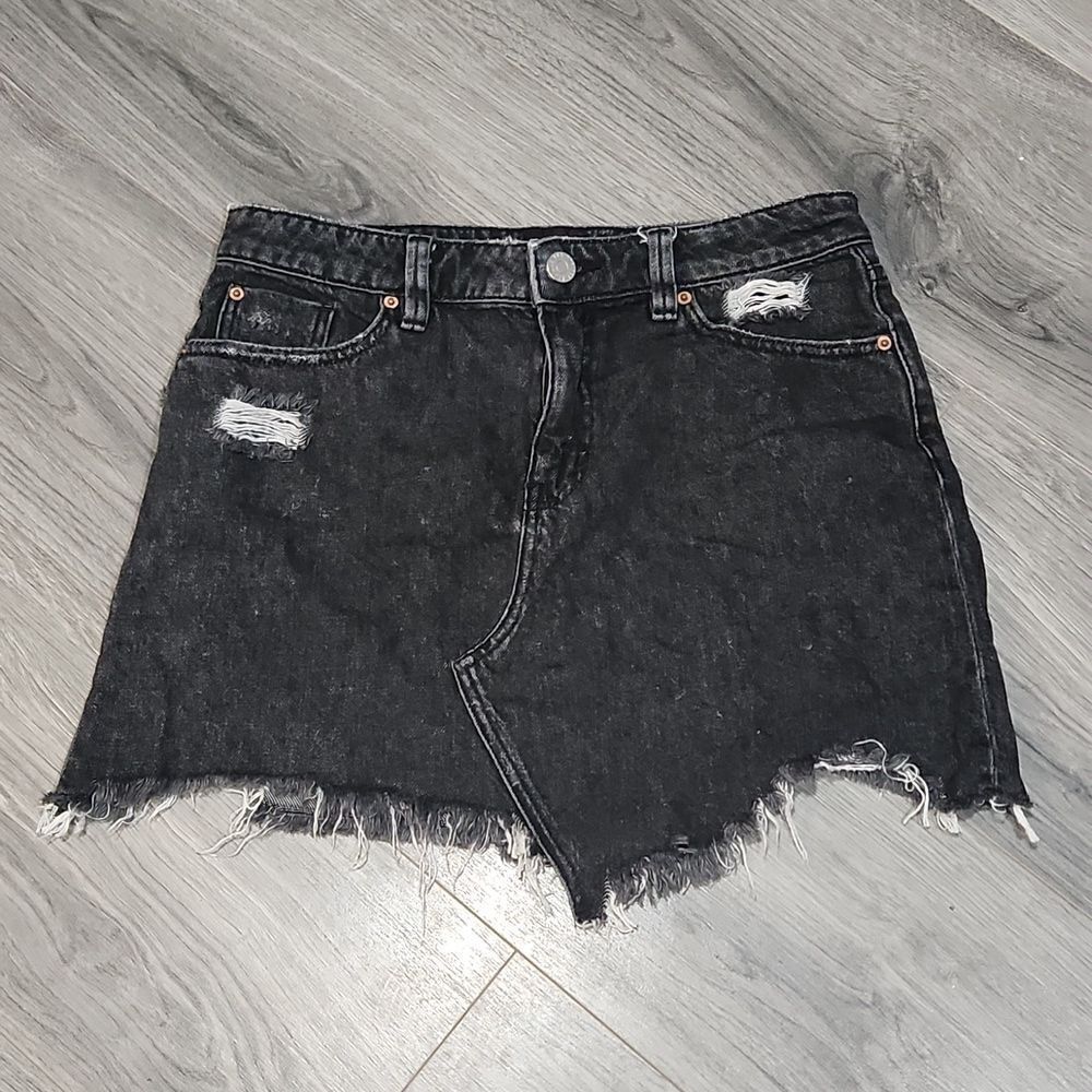 Urban Outfitters Black Distressed Mini Denim Skirt